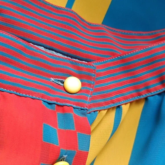 M💥Mario Valentino Vintage Asymmetrical Midi Skirt in Yellow&Blue - Picture 11 of 11